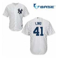 Youth Majestic New York Yankees 41 Adam Lind Replica White Home MLB Jersey 