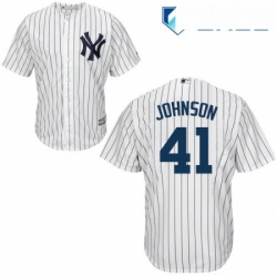 Youth Majestic New York Yankees 41 Randy Johnson Authentic White Home MLB Jersey