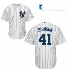 Youth Majestic New York Yankees 41 Randy Johnson Replica White Home MLB Jersey