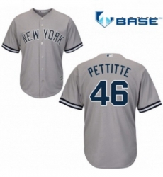 Youth Majestic New York Yankees 46 Andy Pettitte Replica Grey Road MLB Jersey