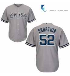 Youth Majestic New York Yankees 52 CC Sabathia Authentic Grey Road MLB Jersey