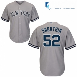 Youth Majestic New York Yankees 52 CC Sabathia Replica Grey Road MLB Jersey