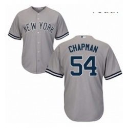 Youth Majestic New York Yankees 54 Aroldis Chapman Replica Grey Road MLB Jersey