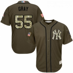 Youth Majestic New York Yankees 55 Sonny Gray Authentic Green Salute to Service MLB Jersey 
