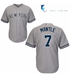 Youth Majestic New York Yankees 7 Mickey Mantle Replica Grey Road MLB Jersey