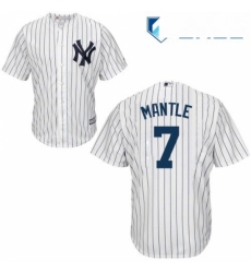 Youth Majestic New York Yankees 7 Mickey Mantle Replica White Home MLB Jersey