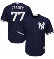 Youth Majestic New York Yankees 77 Clint Frazier Authentic Navy Blue Alternate MLB Jersey 