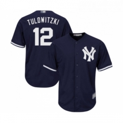 Youth New York Yankees 12 Troy Tulowitzki Authentic Navy Blue Alternate Baseball Jersey 