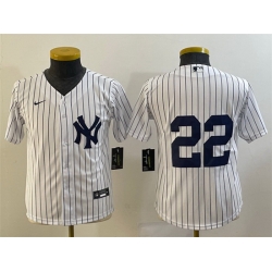 Youth New York Yankees 22 Harrison Bader White Cool Base Stitched Baseball Jersey