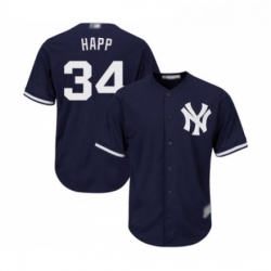 Youth New York Yankees 34 JA Happ Authentic Navy Blue Alternate Baseball Jersey 