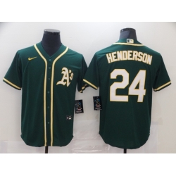 Men Nike Oakland Athletics 24 Rickey Henderson Green Home Stitched Baseball Jersey