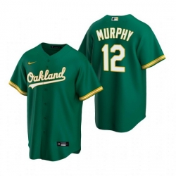 Men Oakland Athletics 12 Sean Murphy Green Cool Base Stitched Jerseys