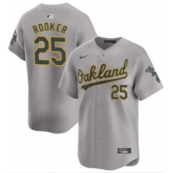 Men Oakland Athletics 25 Brent Rooker Grey Away Limited Stitched Jersey