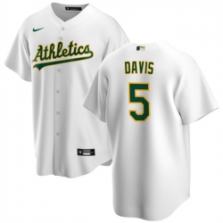 Men Oakland Athletics 5 J D  Davis White Cool Base Stitched Jersey