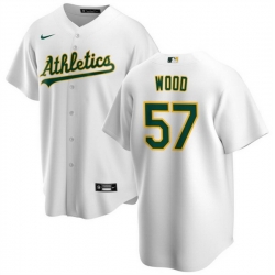 Men Oakland Athletics 57 Alex Wood White Cool Base Stitched Jersey