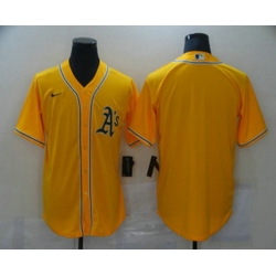 Men Oakland Athletics Blank Yellow Stitched MLB Cool Base Nike Jersey