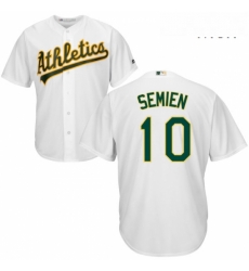 Mens Majestic Oakland Athletics 10 Marcus Semien Replica White Home Cool Base MLB Jersey