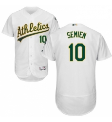 Mens Majestic Oakland Athletics 10 Marcus Semien White Home Flex Base Authentic Collection MLB Jersey
