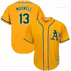Mens Majestic Oakland Athletics 13 Bruce Maxwell Replica Gold Alternate 2 Cool Base MLB Jersey 