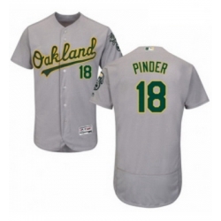 Mens Majestic Oakland Athletics 18 Chad Pinder Grey Road Flex Base Authentic Collection MLB Jersey