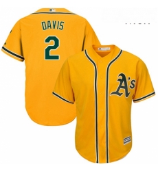 Mens Majestic Oakland Athletics 2 Khris Davis Replica Gold Alternate 2 Cool Base MLB Jersey 