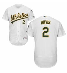 Mens Majestic Oakland Athletics 2 Khris Davis White Flexbase Authentic Collection MLB Jersey