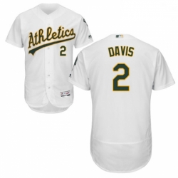 Mens Majestic Oakland Athletics 2 Khris Davis White Flexbase Authentic Collection MLB Jersey