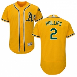 Mens Majestic Oakland Athletics 2 Tony Phillips Gold Alternate Flex Base Authentic Collection MLB Jersey