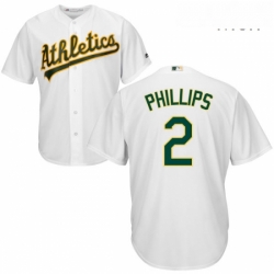 Mens Majestic Oakland Athletics 2 Tony Phillips Replica White Home Cool Base MLB Jersey