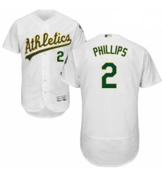 Mens Majestic Oakland Athletics 2 Tony Phillips White Home Flex Base Authentic Collection MLB Jersey