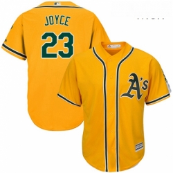 Mens Majestic Oakland Athletics 23 Matt Joyce Replica Gold Alternate 2 Cool Base MLB Jersey
