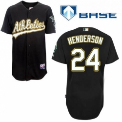 Mens Majestic Oakland Athletics 24 Rickey Henderson Authentic Black Cool Base MLB Jersey