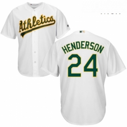 Mens Majestic Oakland Athletics 24 Rickey Henderson Replica White Home Cool Base MLB Jersey