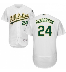 Mens Majestic Oakland Athletics 24 Rickey Henderson White Home Flex Base Authentic Collection MLB Jersey