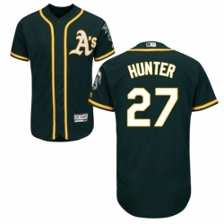 Mens Majestic Oakland Athletics 27 Catfish Hunter Green Alternate Flex Base Authentic Collection MLB Jersey