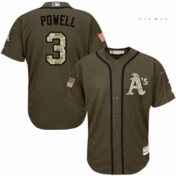 Mens Majestic Oakland Athletics 3 Boog Powell Authentic Green Salute to Service MLB Jersey 