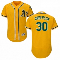 Mens Majestic Oakland Athletics 30 Brett Anderson Gold Alternate Flex Base Authentic Collection MLB Jersey 