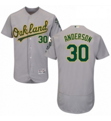 Mens Majestic Oakland Athletics 30 Brett Anderson Grey Road Flex Base Authentic Collection MLB Jersey