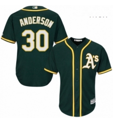 Mens Majestic Oakland Athletics 30 Brett Anderson Replica Green Alternate 1 Cool Base MLB Jersey 