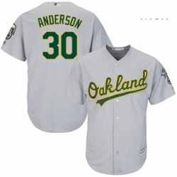 Mens Majestic Oakland Athletics 30 Brett Anderson Replica Grey Road Cool Base MLB Jersey 