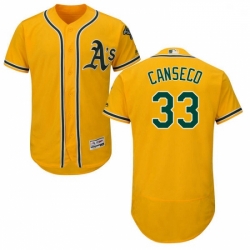 Mens Majestic Oakland Athletics 33 Jose Canseco Gold Alternate Flex Base Authentic Collection MLB Jersey