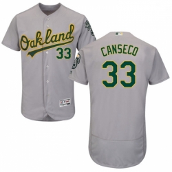 Mens Majestic Oakland Athletics 33 Jose Canseco Grey Road Flex Base Authentic Collection MLB Jersey