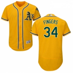 Mens Majestic Oakland Athletics 34 Rollie Fingers Gold Alternate Flex Base Authentic Collection MLB Jersey 