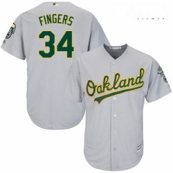 Mens Majestic Oakland Athletics 34 Rollie Fingers Replica Grey Road Cool Base MLB Jersey