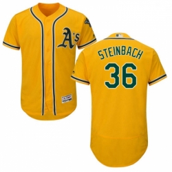 Mens Majestic Oakland Athletics 36 Terry Steinbach Gold Alternate Flex Base Authentic Collection MLB Jersey