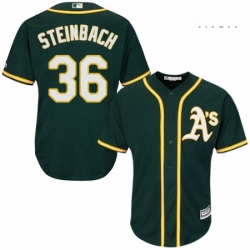 Mens Majestic Oakland Athletics 36 Terry Steinbach Replica Green Alternate 1 Cool Base MLB Jersey