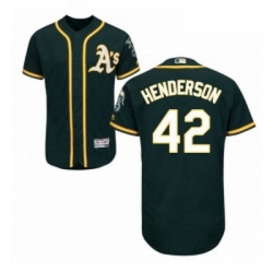 Mens Majestic Oakland Athletics 42 Dave Henderson Green Alternate Flex Base Authentic Collection MLB Jersey