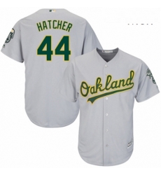 Mens Majestic Oakland Athletics 44 Chris Hatcher Replica Grey Road Cool Base MLB Jersey 