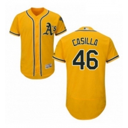 Mens Majestic Oakland Athletics 46 Santiago Casilla Gold Flexbase Authentic Collection MLB Jersey