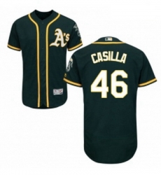 Mens Majestic Oakland Athletics 46 Santiago Casilla Green Flexbase Authentic Collection MLB Jersey